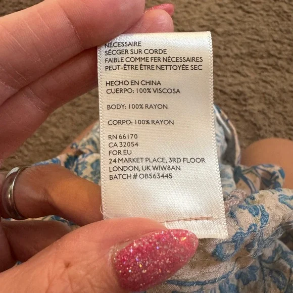 2 FOR $20 Cooperative Blue Pink Button Up Top Blouse Crop Top Short Sleeve XS - Picture 4 of 7